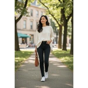 NWT Jane + Delancey Cream Hi‎ Low Pullover Sweater Top XL